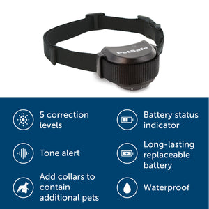image of fence receiver collar 5 correction levels tone alert add collars for more pets battery indicator long lasting battery waterproof